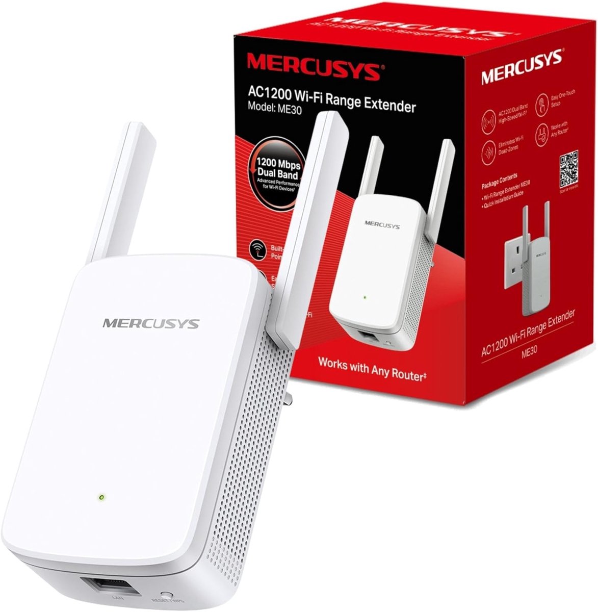 Wifi Versterker - Netwerk Uitbreider - Draadloos Bereik - 802.11ac Standaard - 8.47 x 7.63 cm - Wit