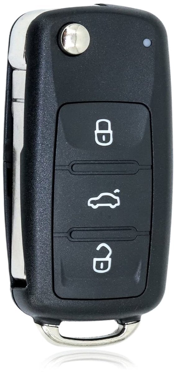 Dailygoods - Sleutel met 3 knoppen - Klapsleutel - Vervangende autosleutel - Geschikt voor VW Golf, Jetta, Polo - Eenvoudig over te zetten elektronica