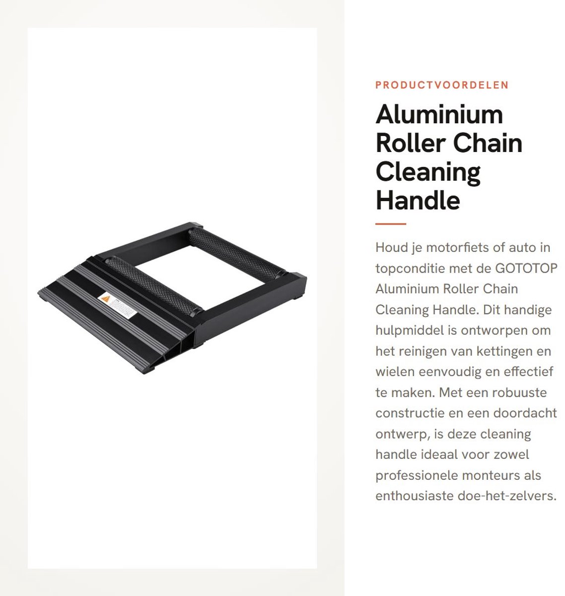 Dailygoods- Schoonmaakhandvat Aluminium - Roller - Ketting - Motorfiets - Wiel - Verstelbaar
