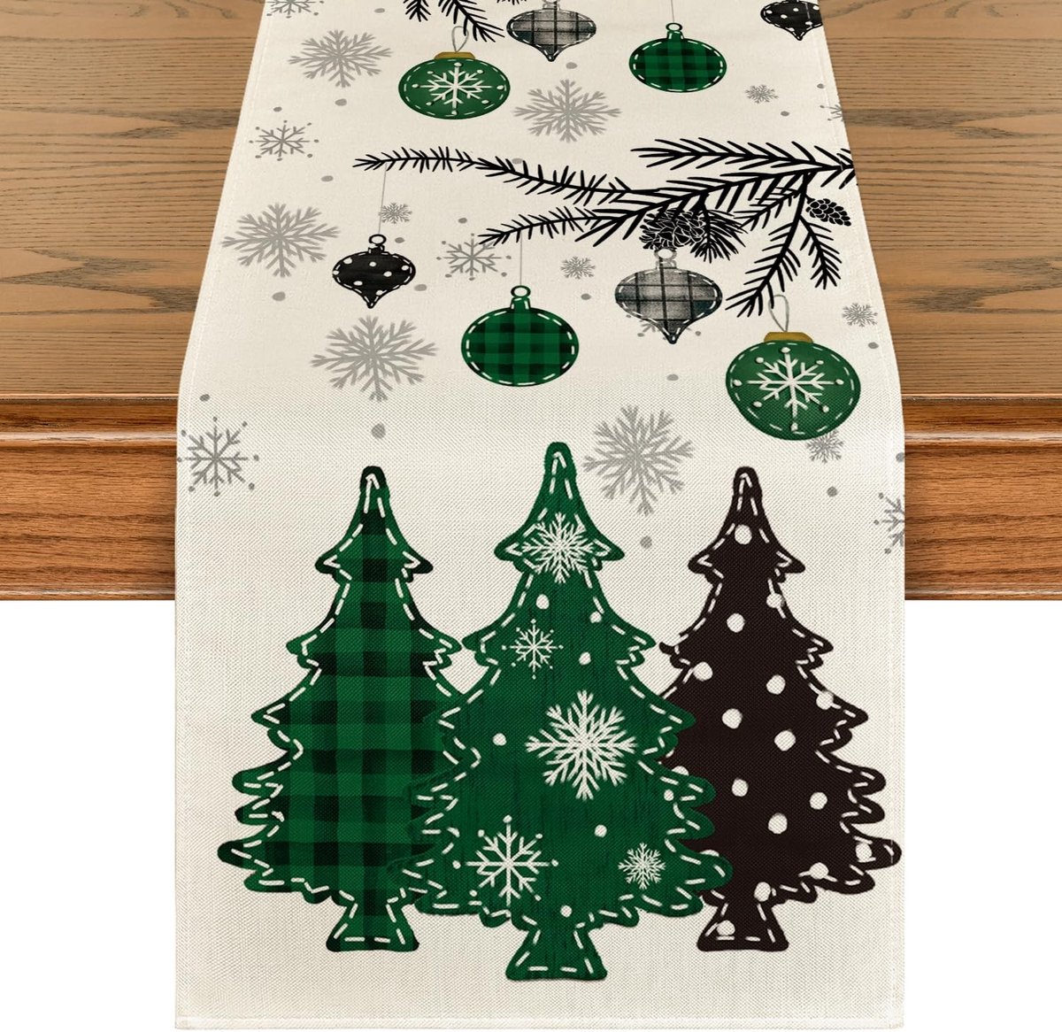 Dailygoods - Groene Bomen Tafelloper 40x180 cm voor Kerstdecoratie