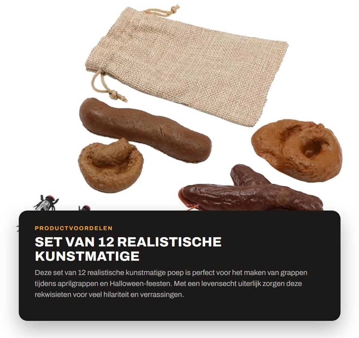Dailygoods - Set van 12 Realistische Kunstmatige Poep Rekwisieten