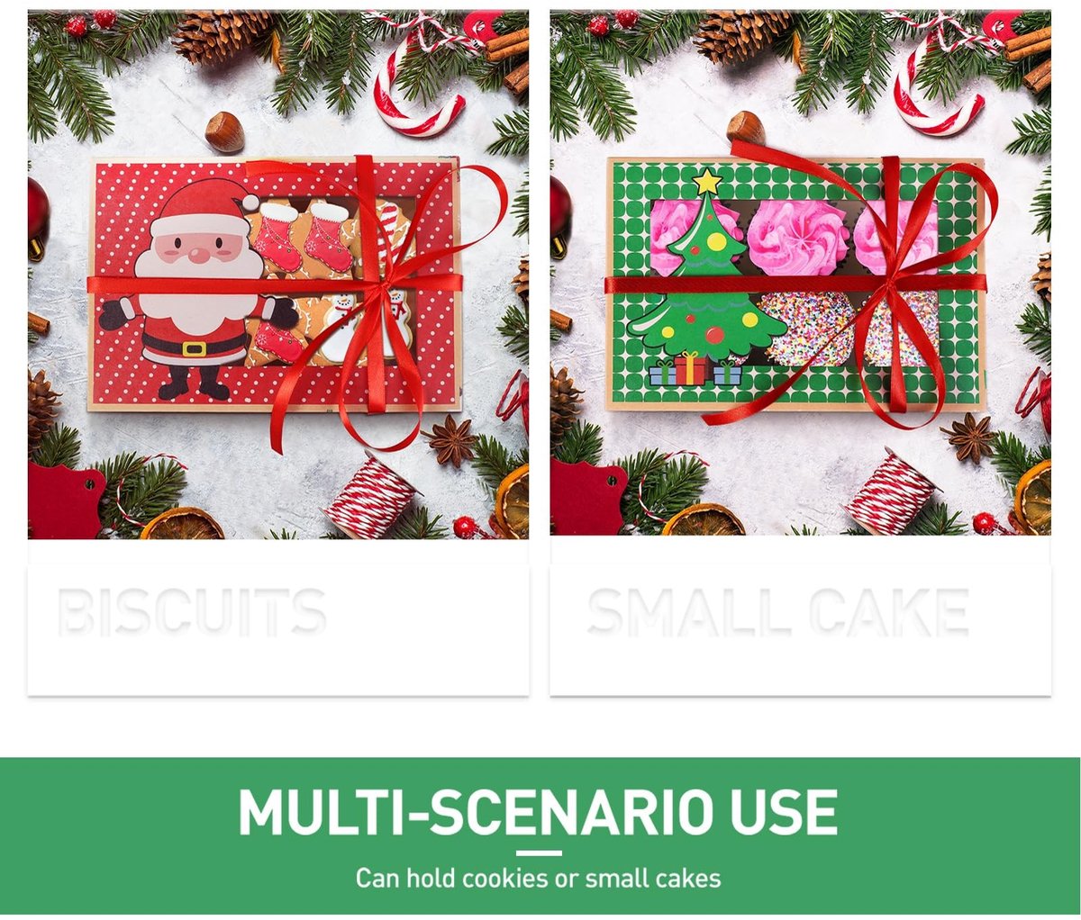 Dailygoods- Kerstdozen Set van 12 - Cadeauverpakking - Geschenken - Decoratie - Kraft Papier - Hoge kwaliteit met vetafstotende binnenlaag
