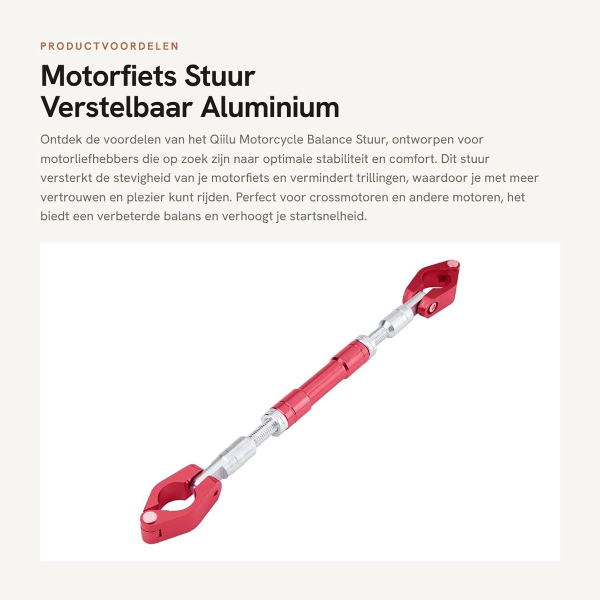 Dailygoods- Motorstuur Verstelbaar - Aluminium Motorfiets Stuur - Balanskruisstuur - Versterken Hendel Bar - Trillingsreductie - Geschikt voor 22mm diameter