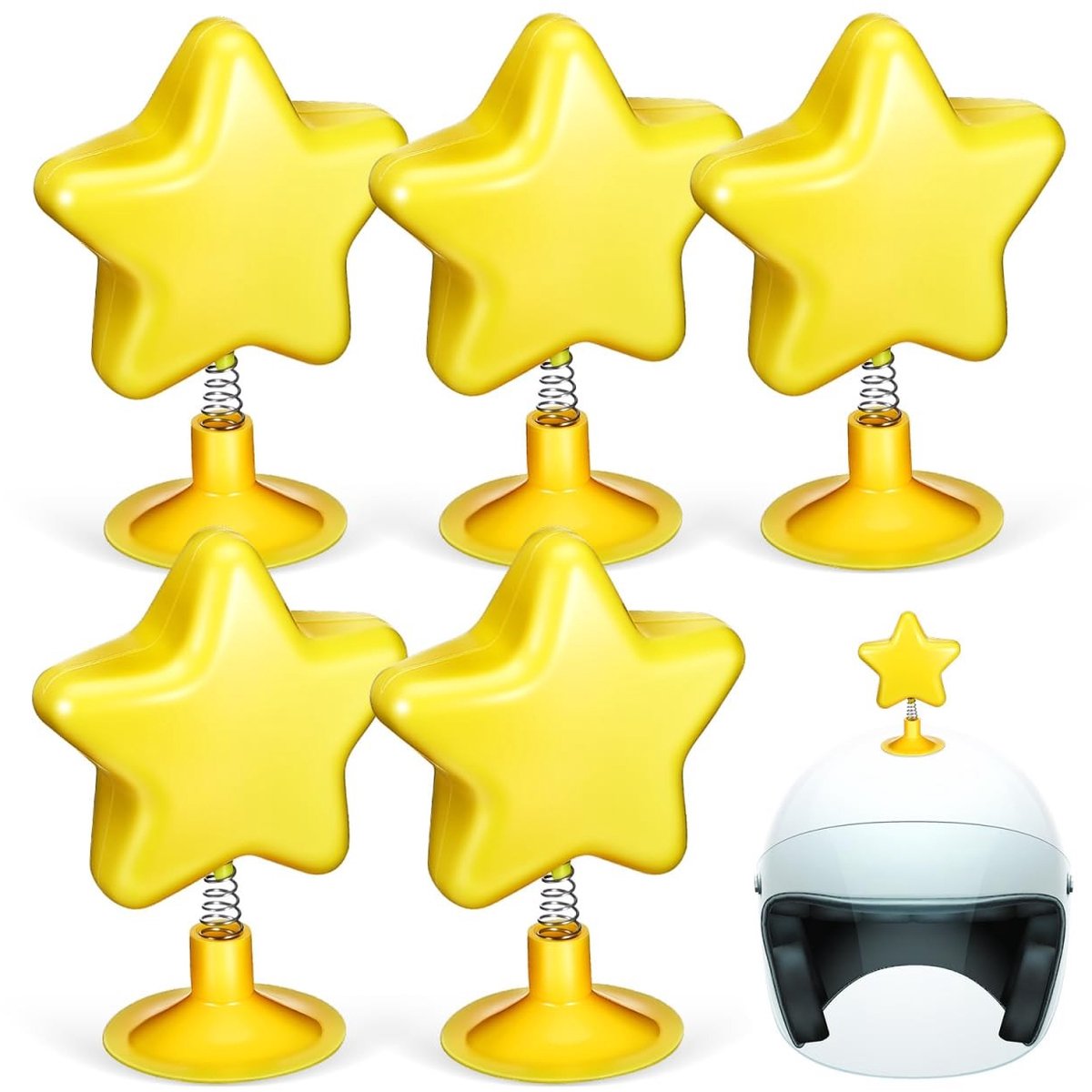 Dailygoods- Sterhelm Decoratie - 8-delige Set - Veerbevestigde Wiebelster - Universele Helmsticker - Geschikt voor Motorfiets/Fiets/Scooter/Snowboard - Uniek Ontwerp - Helmdecoratie