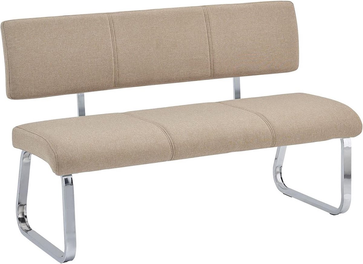Eetbank voor 3 - Bank met rugleuning - Aan tafel zitten - Gestoffeerde zitting - 136 x 89 cm - Beige