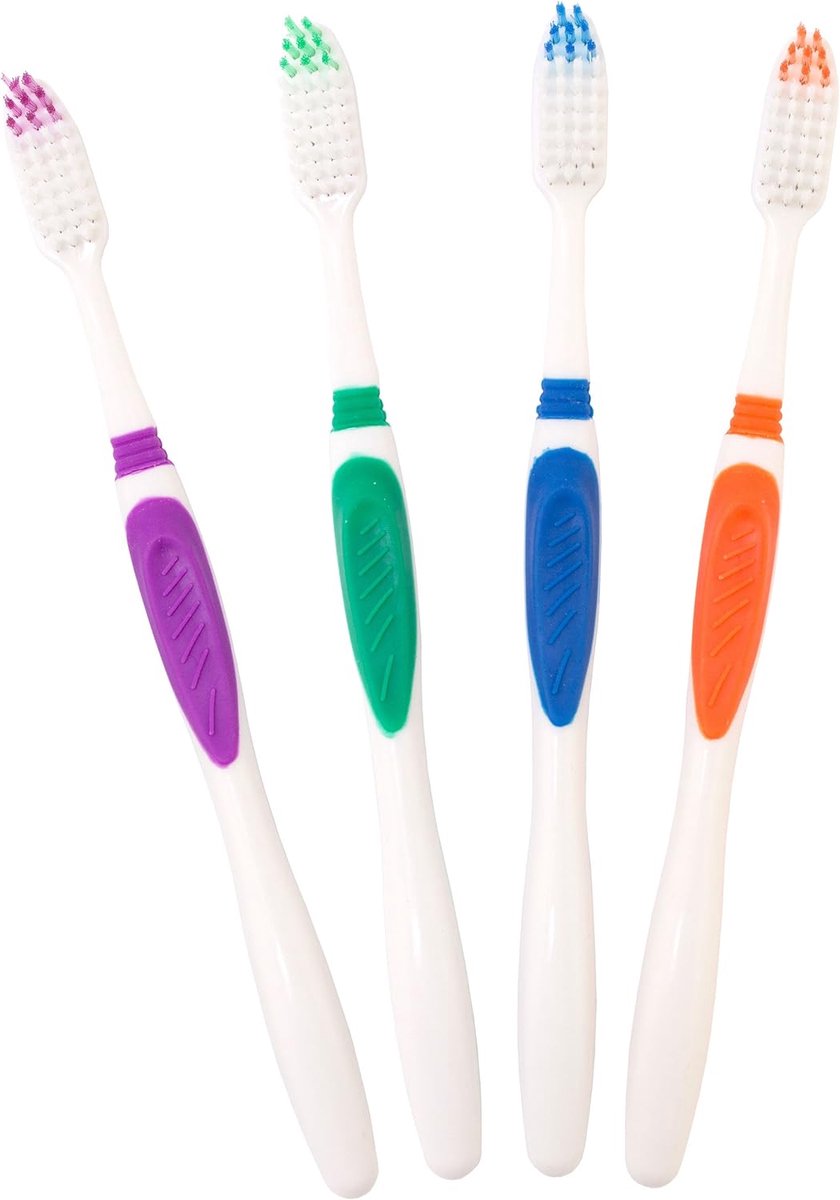Tandenborstel Set - Zachte Borstels - Dagelijkse Mondzorg - Ergonomische Grip - 4 Stuks - Vier Kleuren