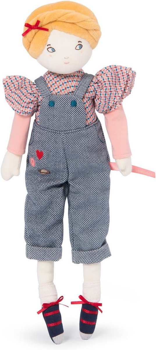 Zachte Pop - Pluche Vriendin - Kinderspel - Geborduurd Detail - 39 cm - Multicolor