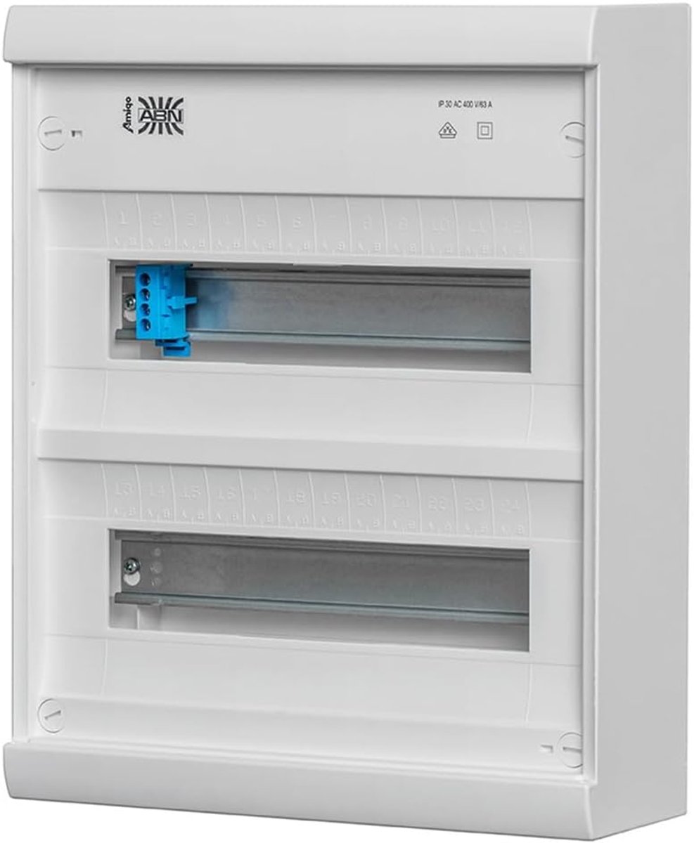 Stoppenkast - Verdelerkast - Elektrische Installatie - Dubbele Rij - 24 TE - Wit