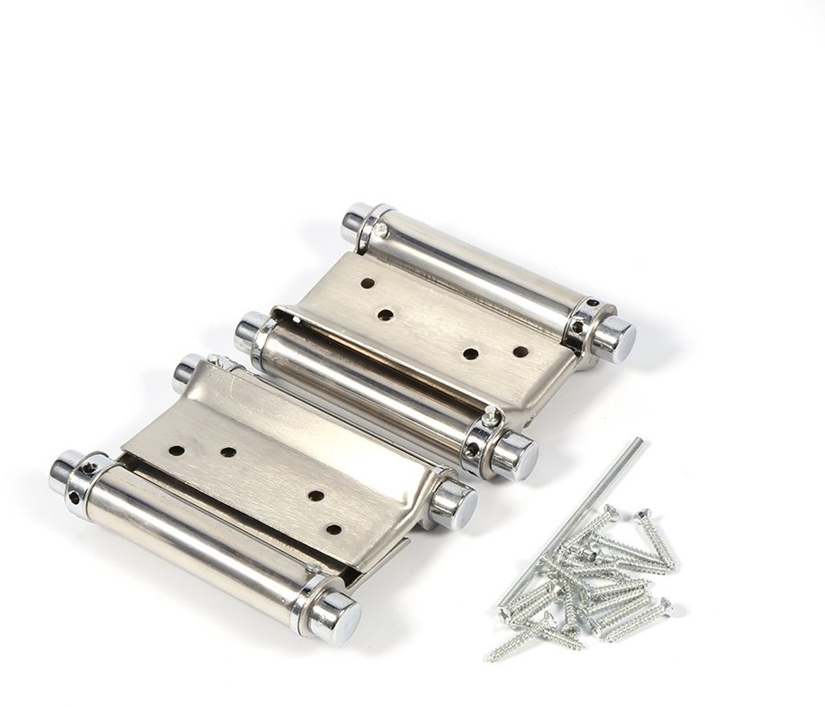 Dailygoods- Scharnier Set van 2 - 7.5 cm Dubbelwerkende Scharnieren - Voor Deuren - Inclusief Bevestigingsschroeven - Geschikt voor Bar en Counter - Deurscharnier
