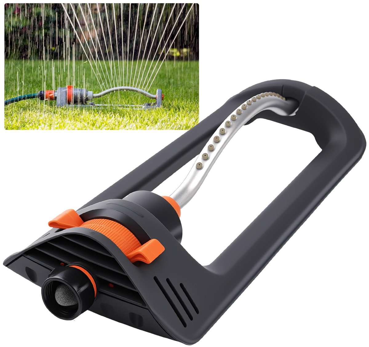 Dailygoods- Boogsproeier met zwenkfunctie - Tuinsproeier - Sproeikop - Gazonsproeier - Irrigatie - Robuuste materialen - 19 gaten