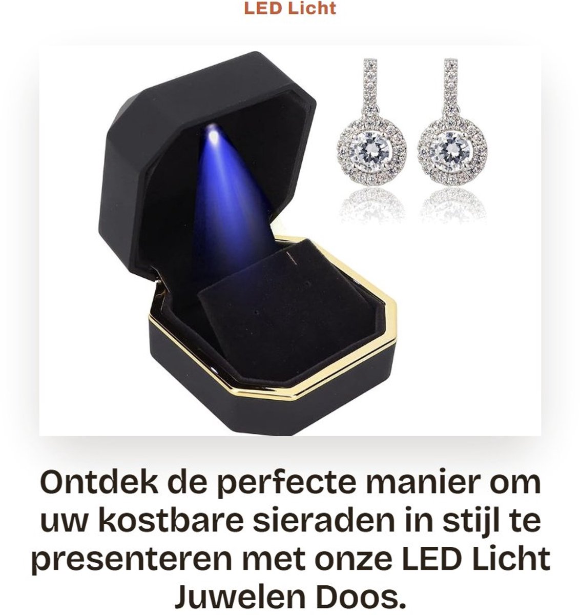 Dailygoods - LED Licht Juwelen Doos - Verjaardagen - Perfect voor Huwelijksaanzoeken - Zwart - Luxe Opbergruimte - Geschikt voor Sieraden - Elegante P...