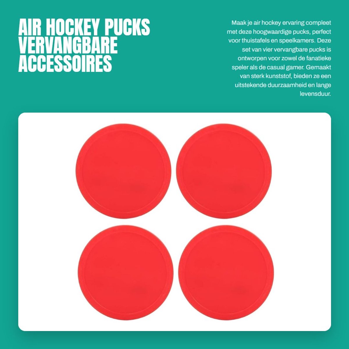 Dailygoods- Air Hockey Pucks 4 Stuks - Duurzaam - Lichtgewicht - Vervangbaar - Spel Accessoires - Geschikt voor Speelkamer - Hockeyschijven