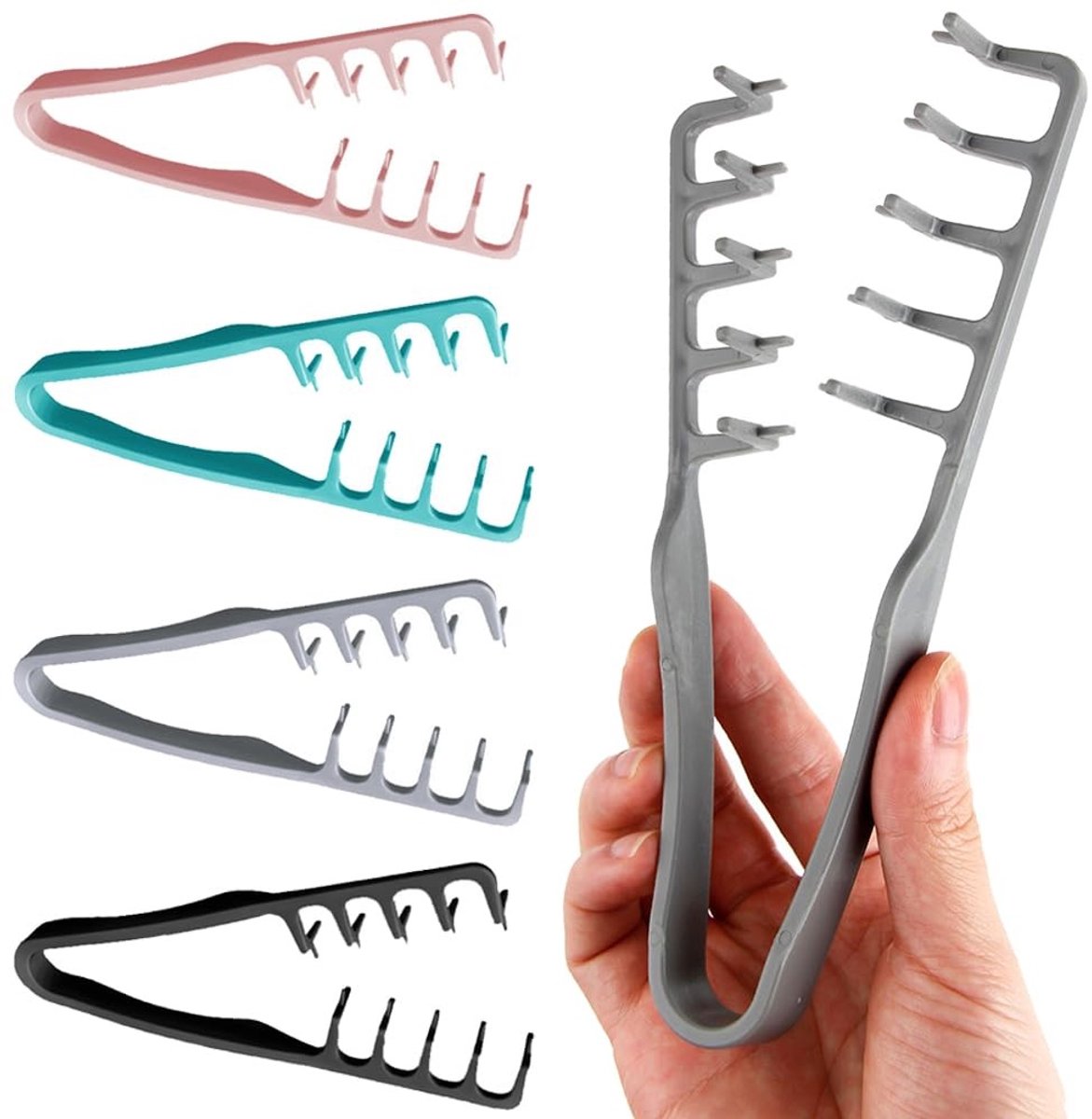 Dailygoods- Haarstyling Kam - 4 Stuks - Brede Tand - Textuur Kam - Volumizing Tool - Duurzaam ABS - 19 x 9 cm - Haarvolume Kam