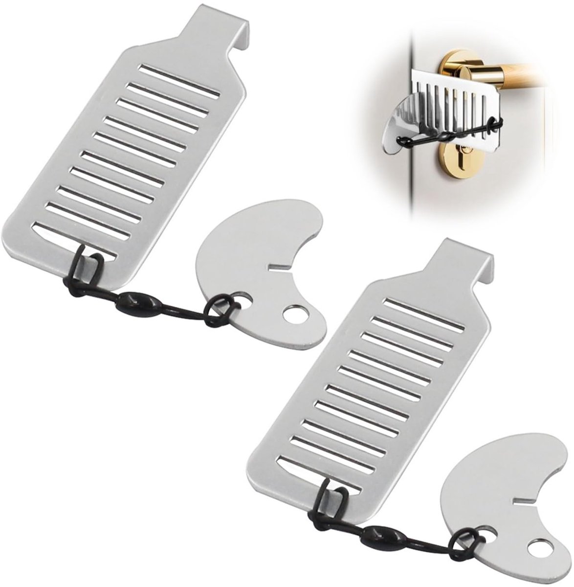 Dailygoods- Draagbare Deursloten - 2 Stuks - Roestvrij Staal - Compact - Flexibel - Eenvoudig te Installeren - Valbestendig - Deurbeschermer