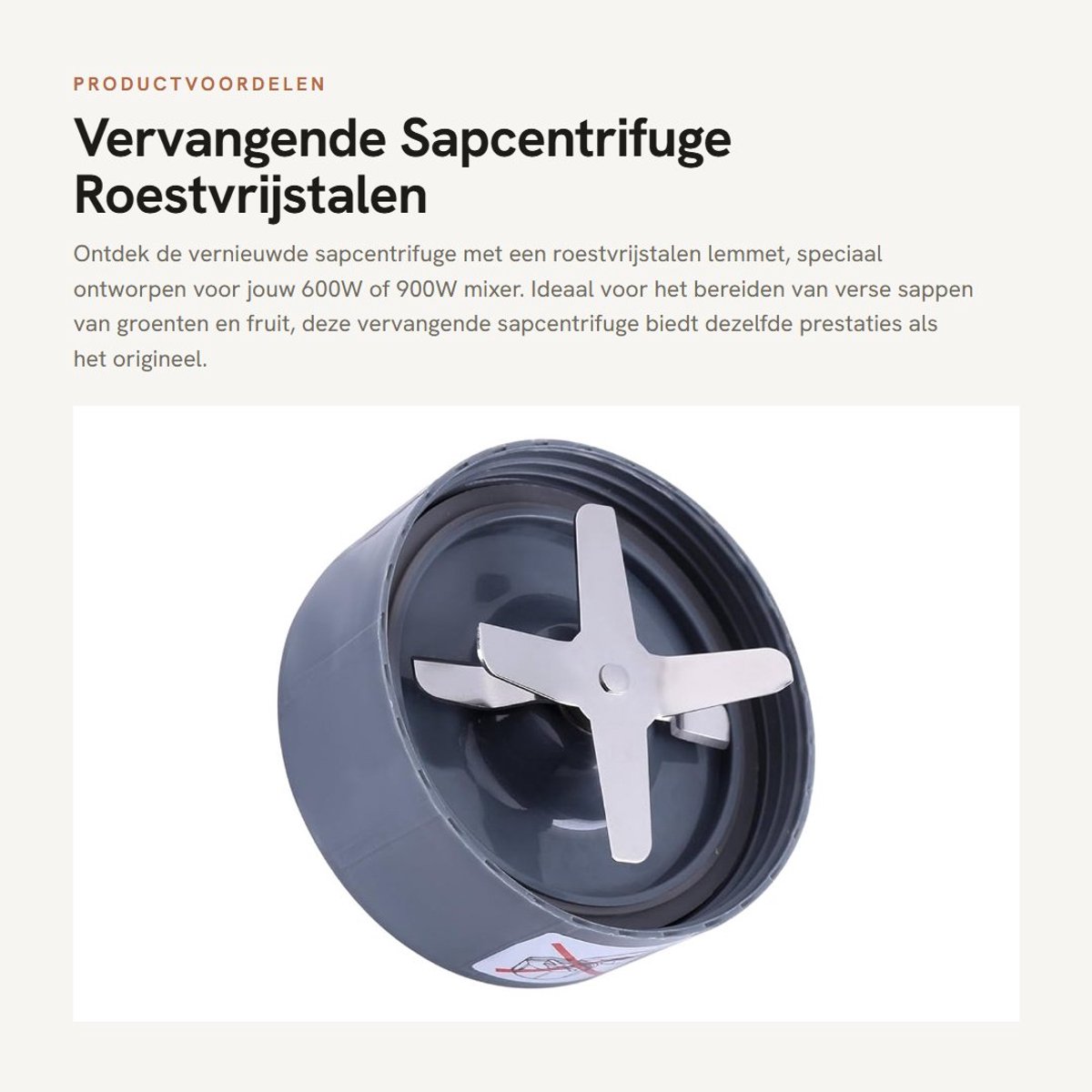 Dailygoods- Sapcentrifuge Vervangend - Roestvrijstalen Lemmetbasis - Geschikt voor 600/900W Mixer - Siliconen Afdichtring - Praktische Keuken Accessoire - Blenderaccessoire
