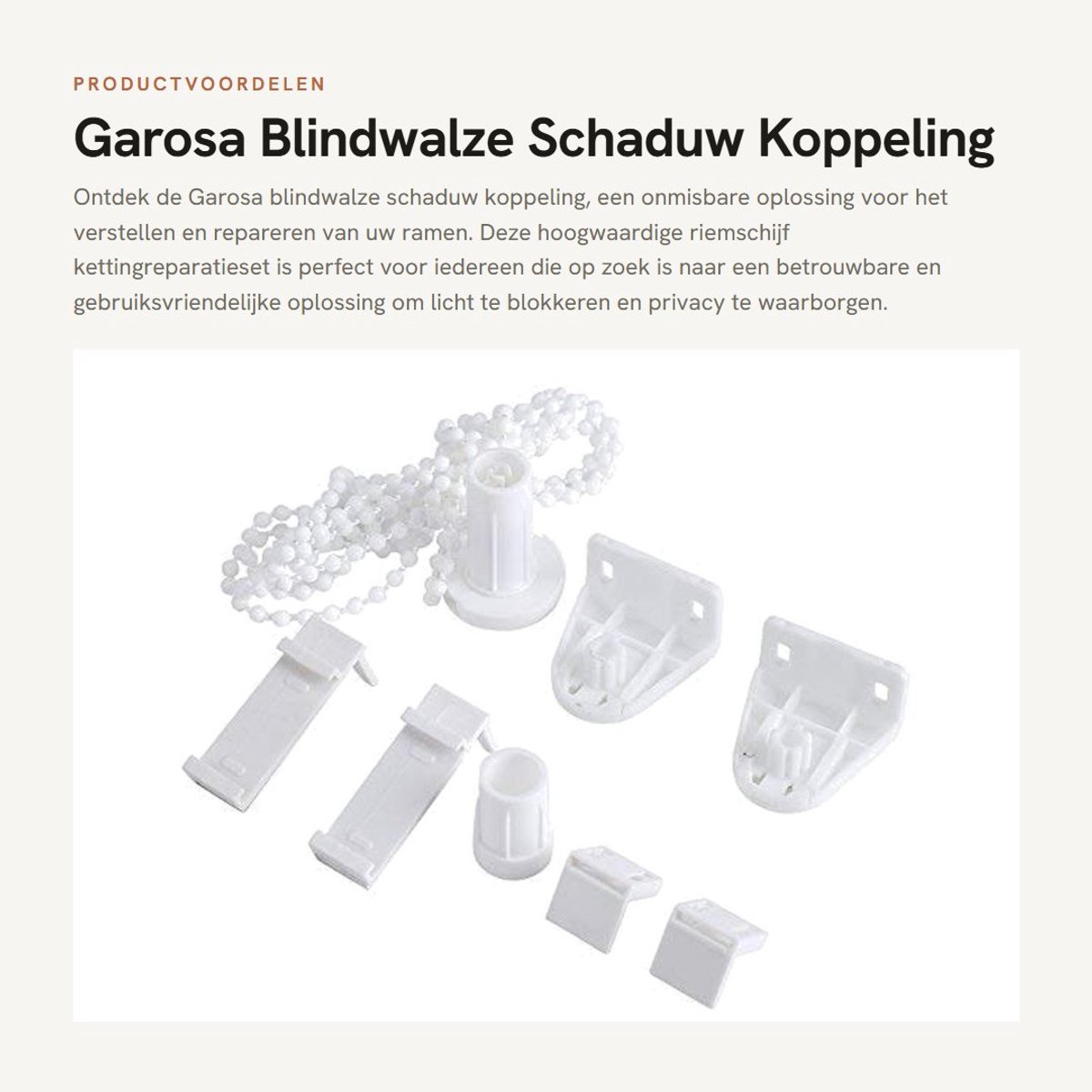 Dailygoods- Blindwalze Hoogwaardige Koppeling - Beugel - Reparatieset - Voor Jaloezieën - Voor Buizen 17-18 mm - Eenvoudige Installatie
