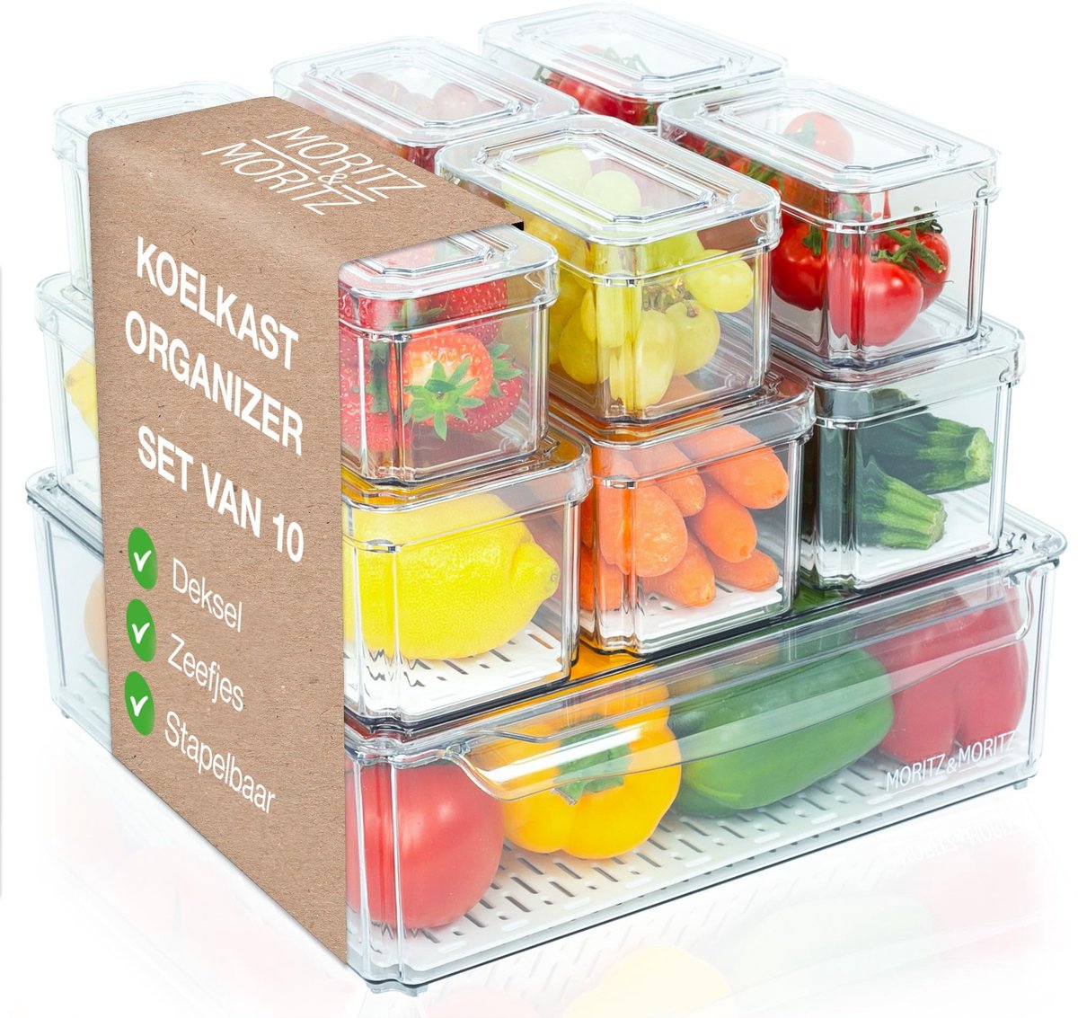 Dailygoods- Koelkastorganizers Set van 10 - Stapelbare Opbergdozen - Transparant - Voedselveilig - Hygiënisch - Maximaliseert Opbergruimte
