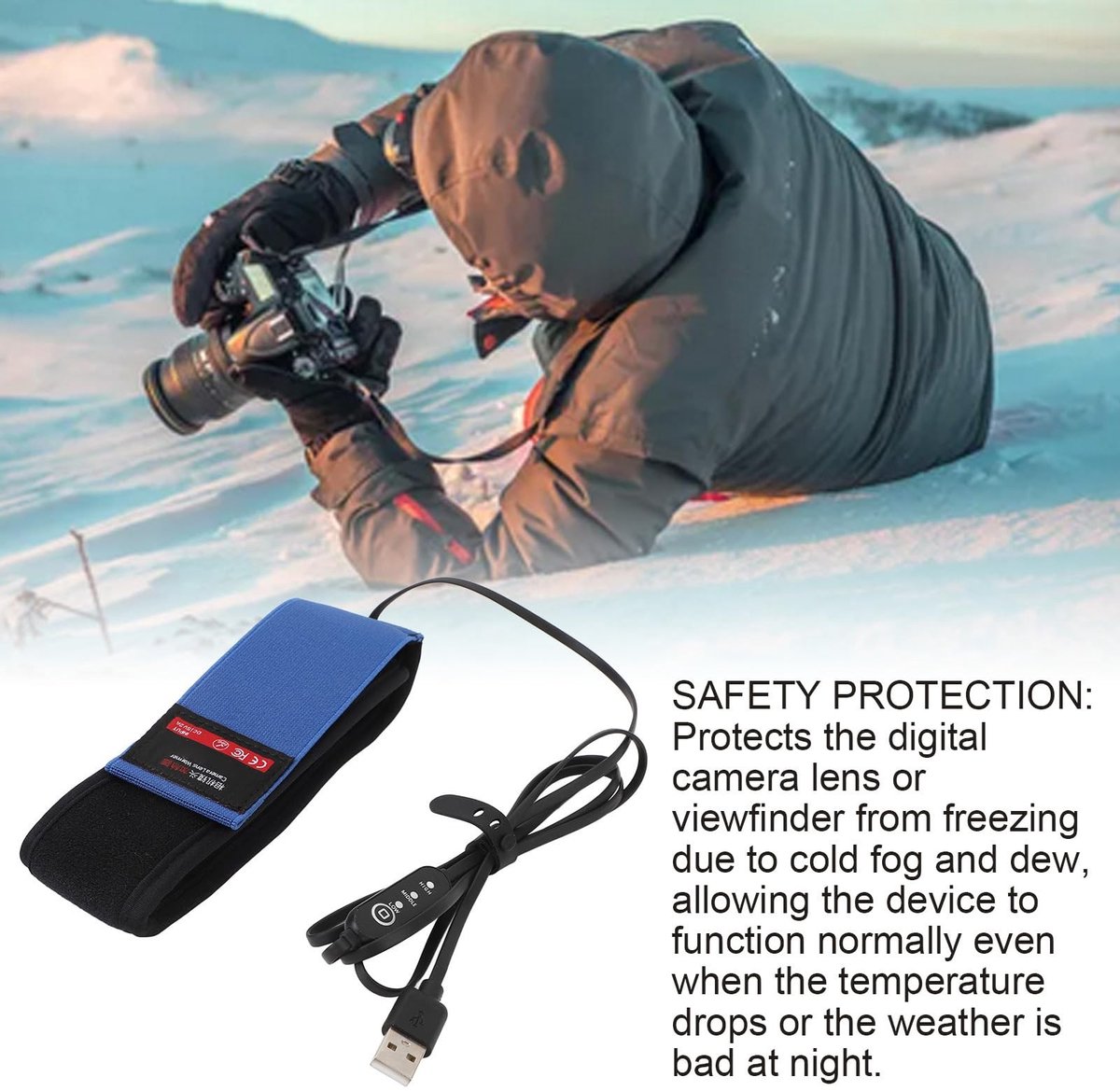 Dailygoods - USB-lenswarmer - Dauwverwarmerstrip - Voorkomt Dauw en Condensatie - 545 mm - Temperatuurregeling - Geschikt voor Telescoopcamera