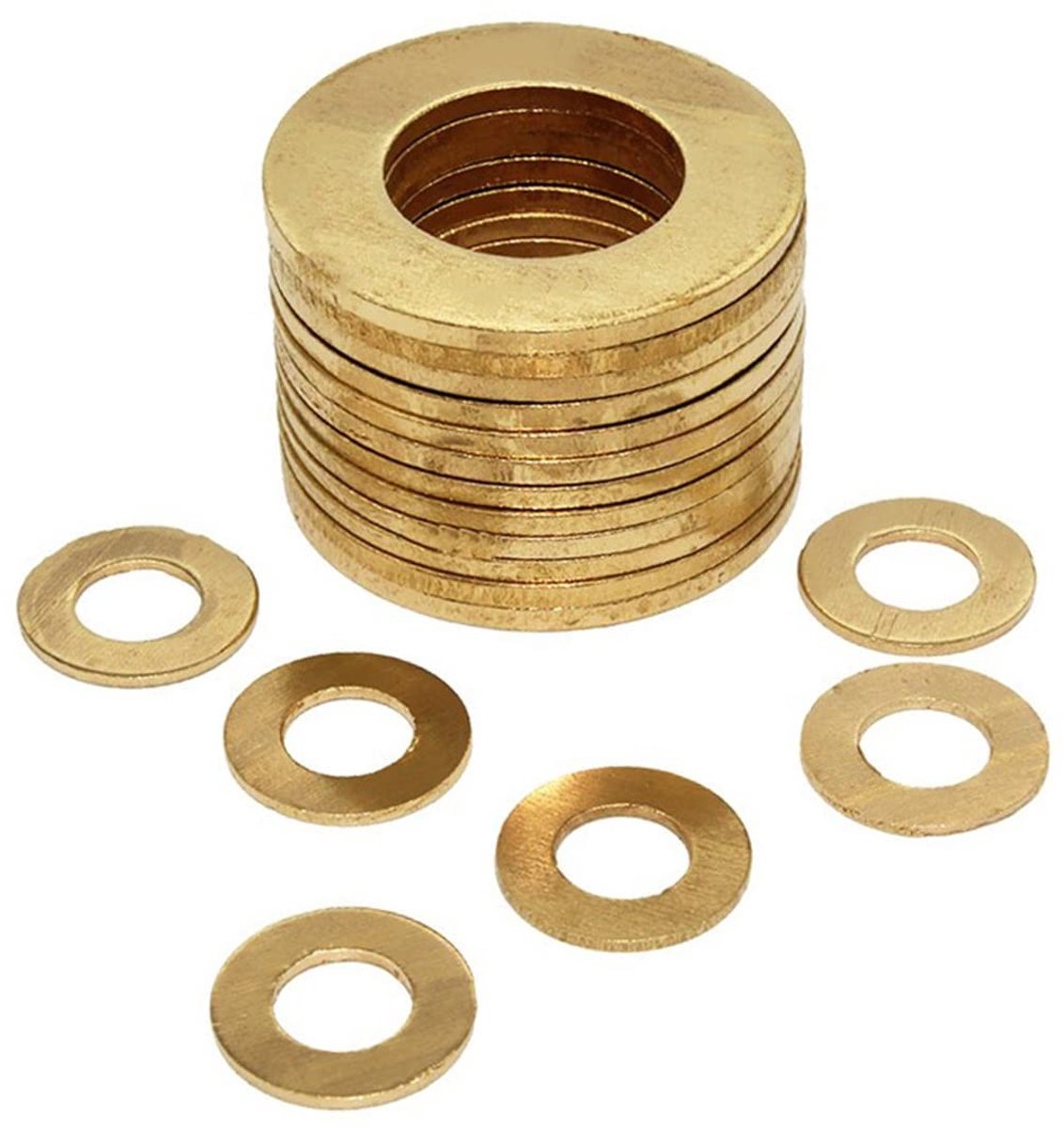 Dailygoods- Platte Pakkingen 10 Stuks - Messing Ronde Ringen - Schroef Bevestiging - Corrosieweerstand - Hoge Hardheid - Vrij van Vervuiling - Wasmachine Ringen