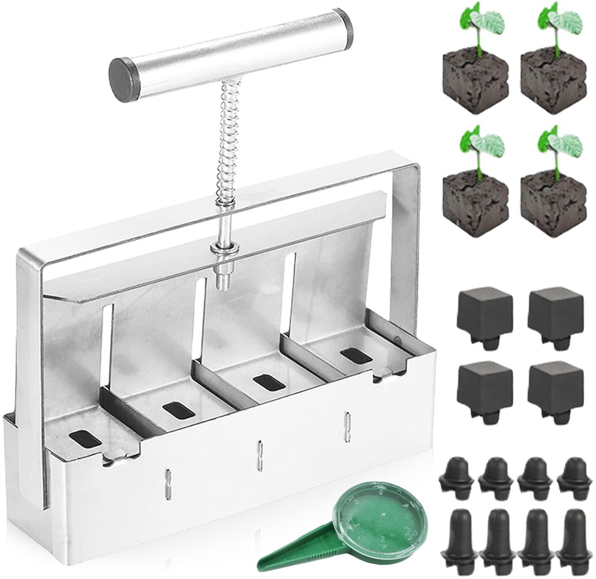 Dailygoods- Bodemblokker 5,1 cm - Aardballenpers - Zaaigereedschap - Potgrondmaker - Duurzaam verzinkt staal - Vermindert kunststof afval - Zaaigrond