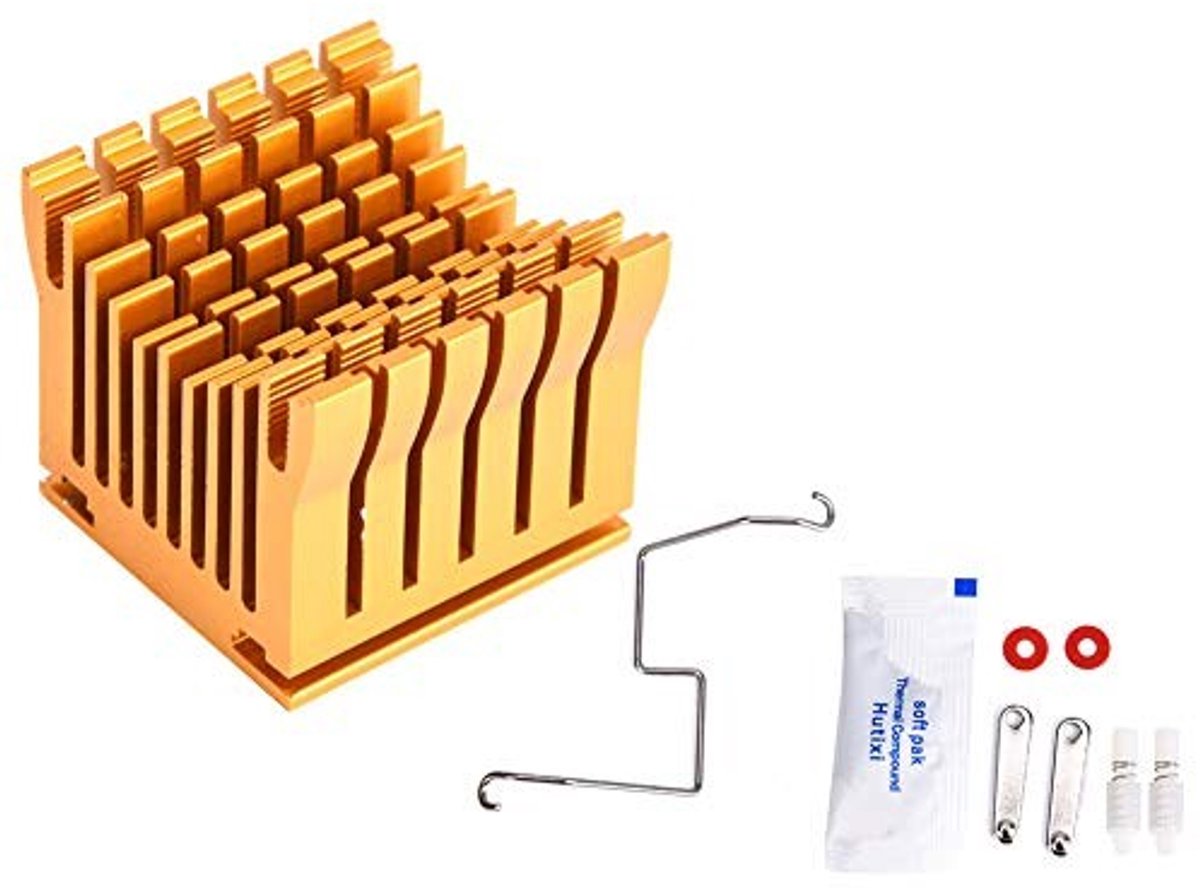 Dailygoods - Gouden Aluminium Heat Sink - Uitstekende Warmteafvoer - 43x40x36mm - Efficiënt - Koeling voor elektronica - Elektronisch apparaat - Gesch...