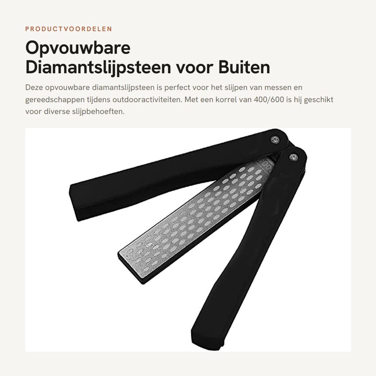 Dailygoods- Diamantslijpsteen Opvouwbaar - Dubbelzijdig - Korrel 400/600 - Draagbaar - Voor Tuin/Camping - Titanium Gecoat - Slijpsteen