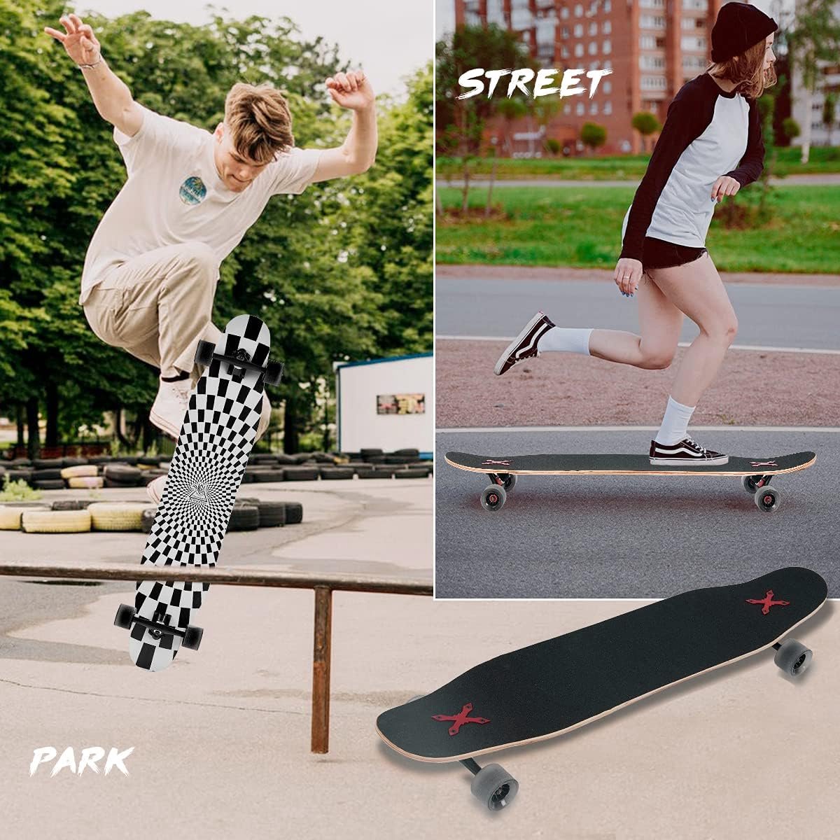 Skateboard - Outdoor board - Vrije tijd - Dubbele kick concave - 46 x 20 cm - Psychedelisch