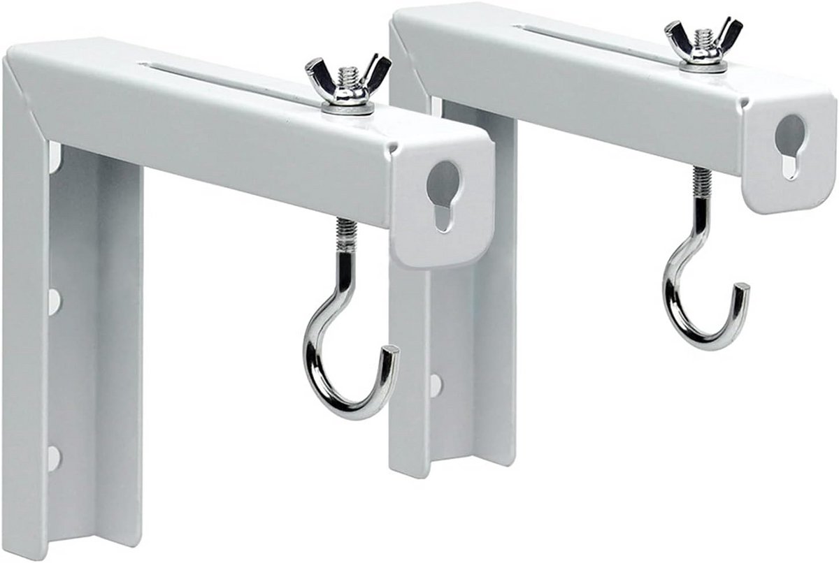 Projectorscherm Houders - Wandbevestiging Beugel - Scherm Ophangen - Verstelbare Haak - 2 Stuks - Wit