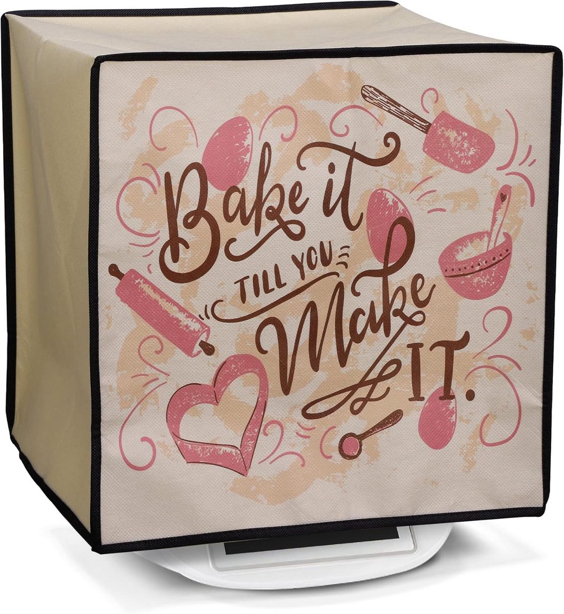 Apparaathoes Keukenmachine - Beschermhoes Mixer - Apparaat Beschermen - Scheurbestendig Plastic - 41.5 x 35.8 cm - Donkerbruin Beige Roze