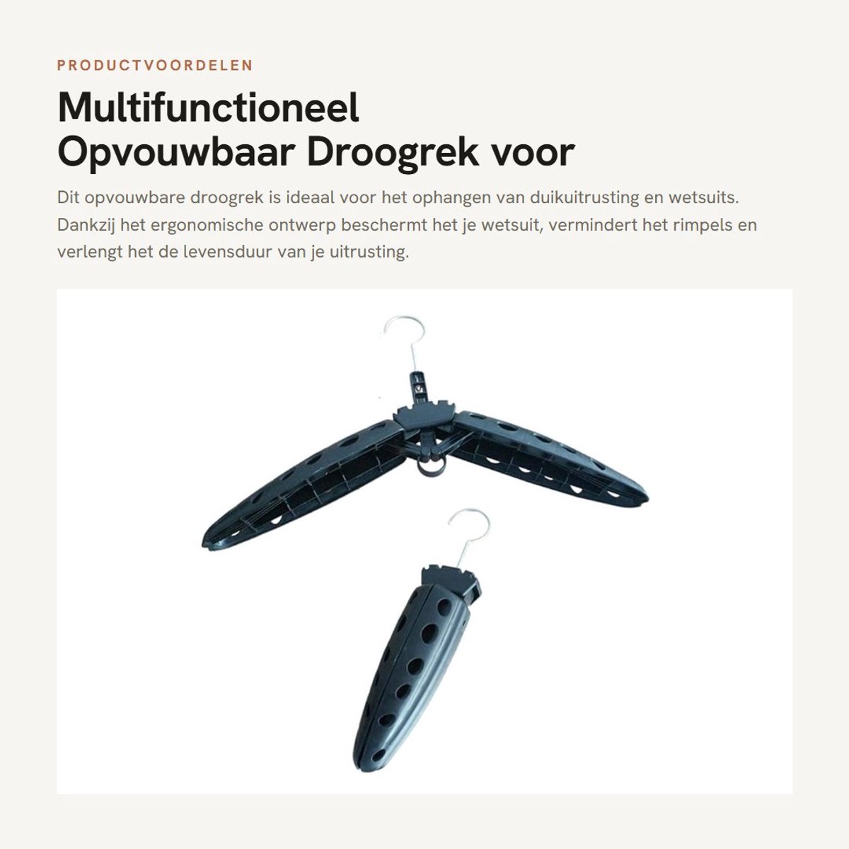 Dailygoods- Duikwetsuithanger Ergonomisch Ontwerp - Opvouwbaar - Sneldrogend - Multifunctioneel - Bescherming - Hoogwaardig Kunststof - Wetsuit Hanger