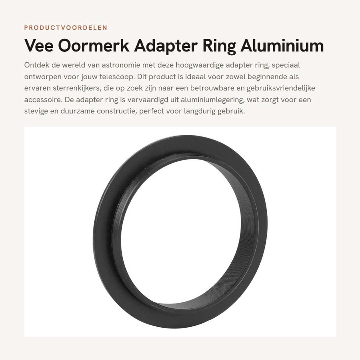 Dailygoods - Vee Oormerk - Adapter Ring - Aluminium Legering - Zwart - Telescoop Accessoire - Duurzaam en Handig - Geschikt voor Astronomie