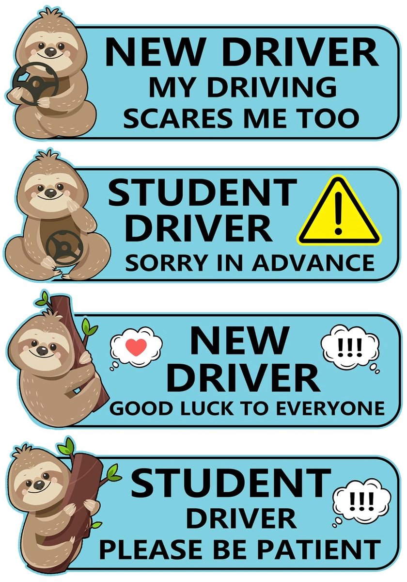 Dailygoods- Autosticker Luiaard - 4 Stuks - Magnetisch - Grappige Auto Stickers - Beginners - PVC Materiaal - Hoge Kwaliteit - Automaquette