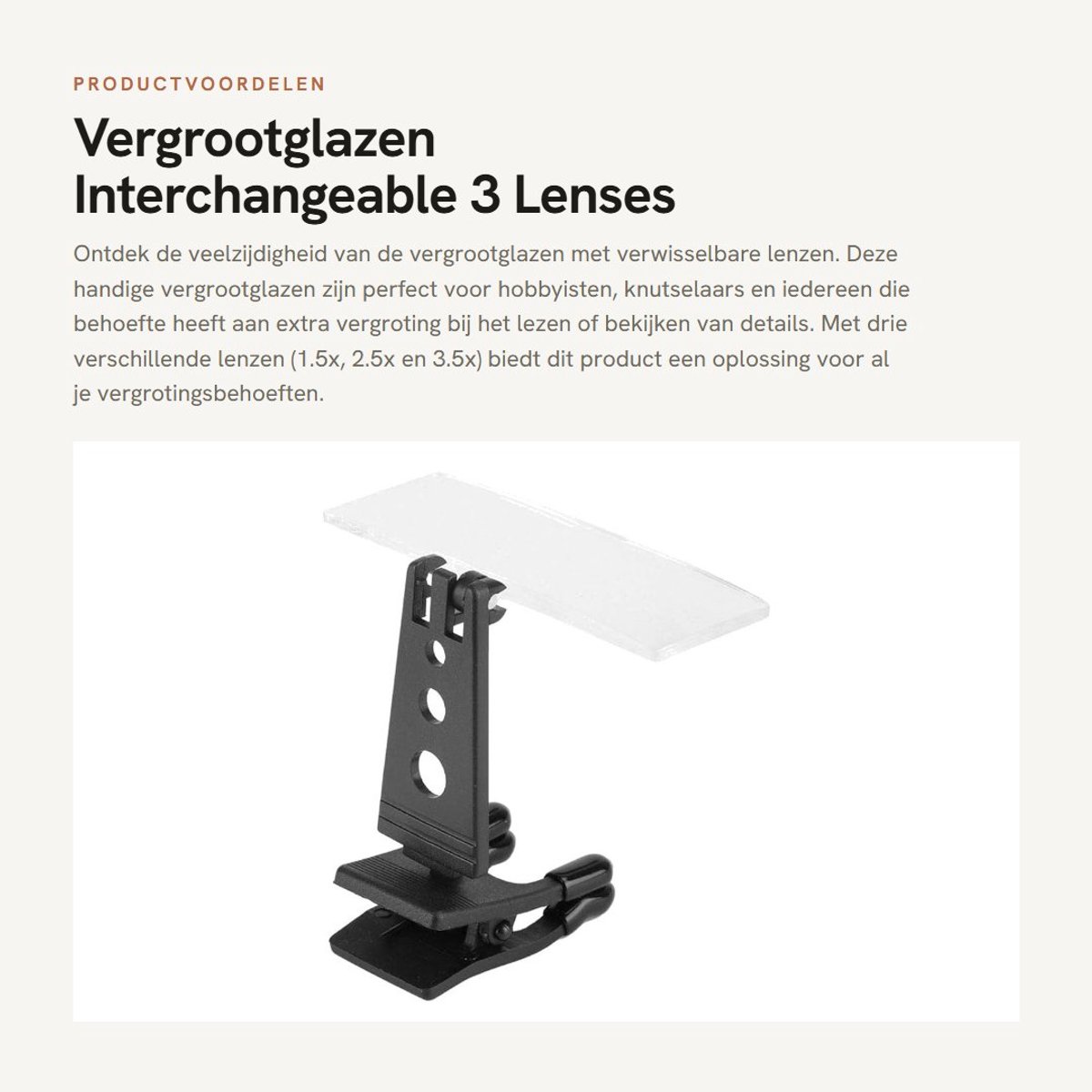 Dailygoods- Opsteekloep 1,5x/2,5x/3,5x Vergrootglas - Kunststof Behuizing - Optische Lens - Verstelbare Lichthoek - Duurzaam - Brede Toepassing