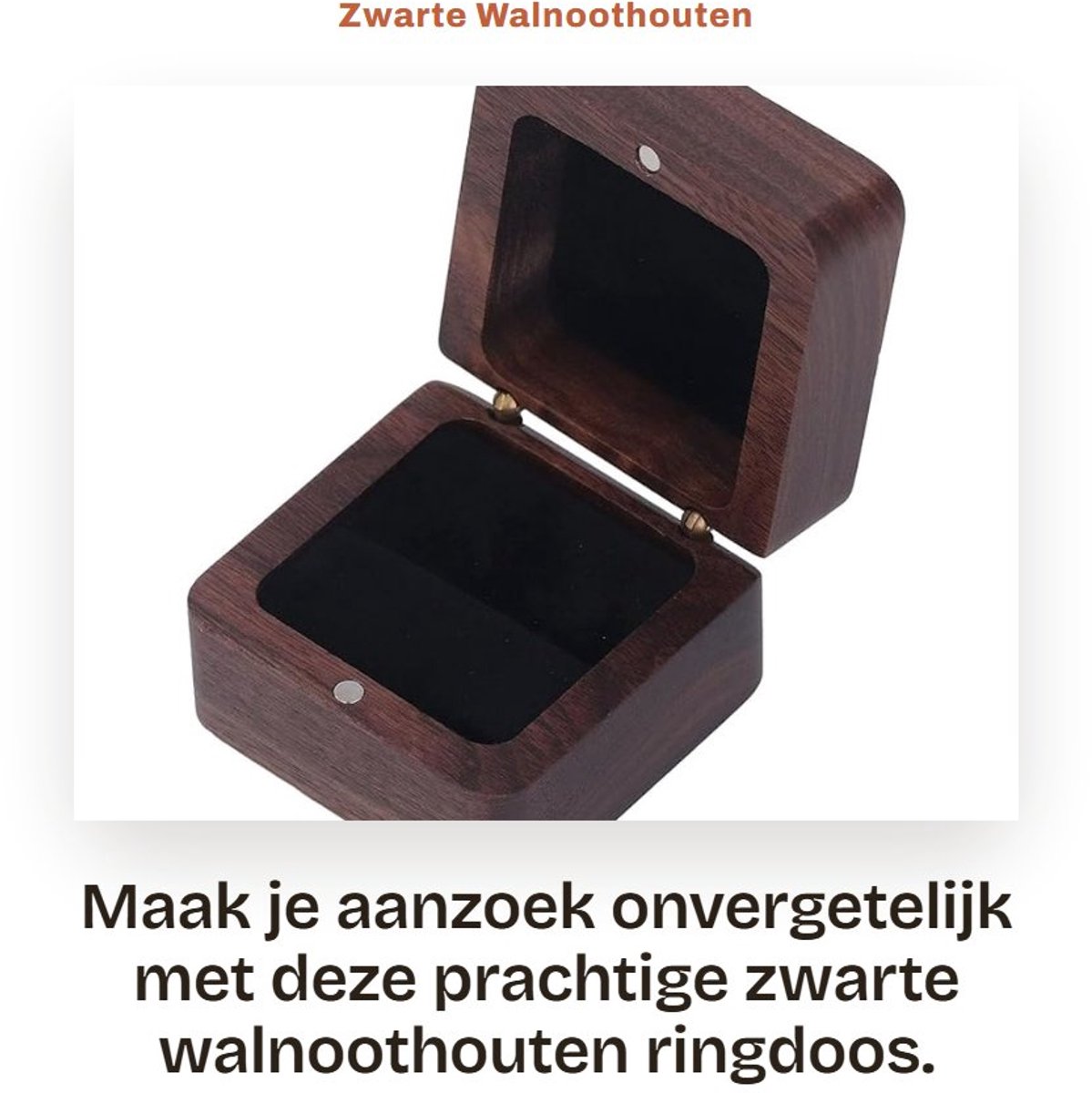 Dailygoods- Ringdoos Zwarte Walnoot - Vintage Design - Draagbaar - Magneetknoppen - Duurzaam - Ideaal voor Aanzoekcadeau - Sieraaddoos