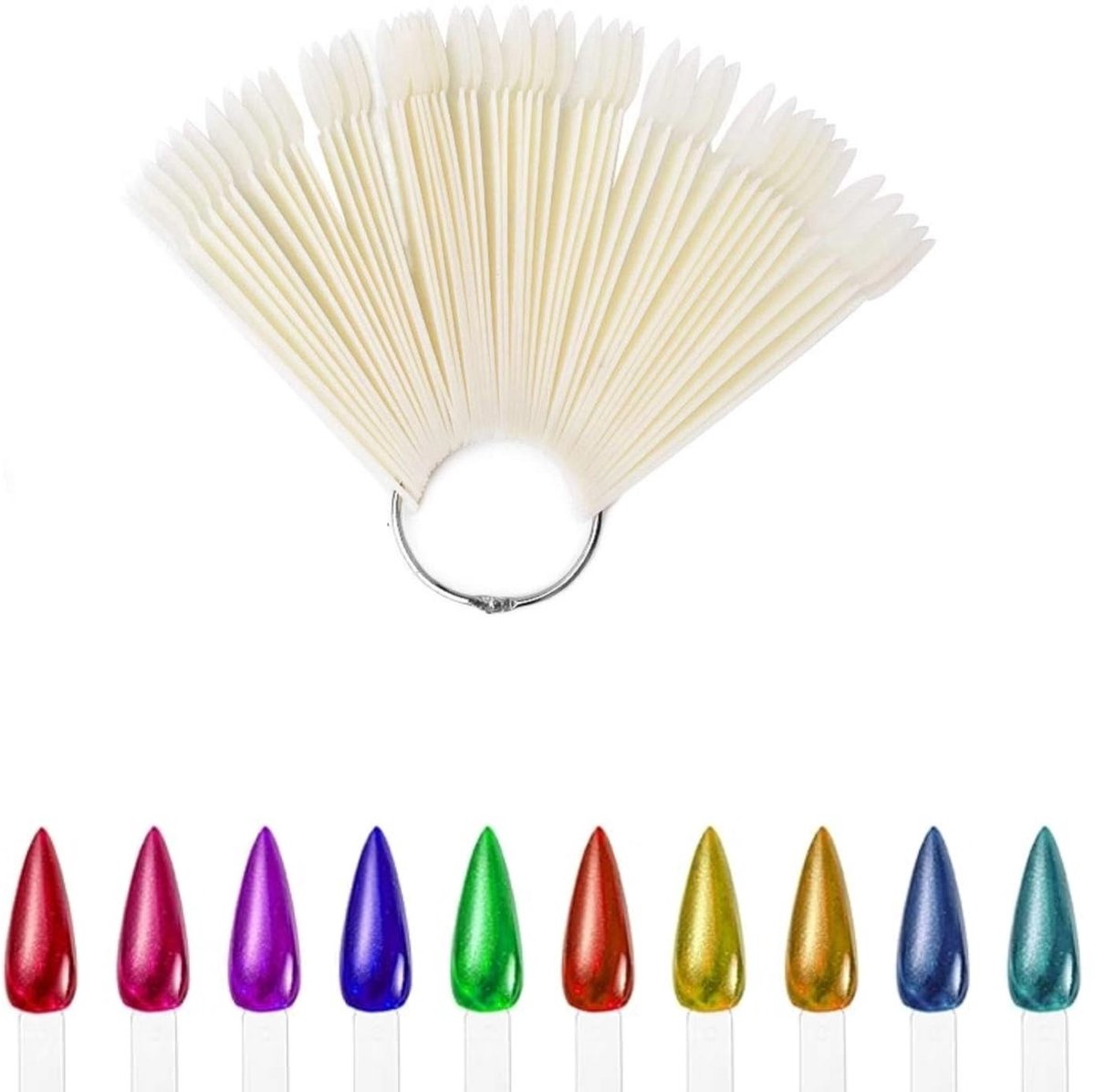 Dailygoods- Nagellak Paletten 50 Stuks - Waaiervormige Sticks - Nagel Kunst Gereedschap - Kleurendisplay - Lichtgewicht en Duurzaam - Waterdicht Plastic - Nagelstalen