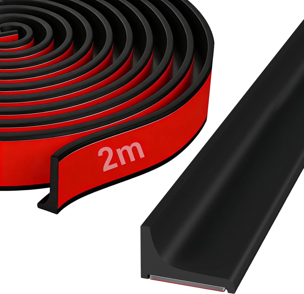 Dailygoods- Waterafvoerprofiel 2 m - Spatwand Keuken - Wandaansluitprofiel - Douche - Waterstopper - Zwart - Eenvoudig te installeren