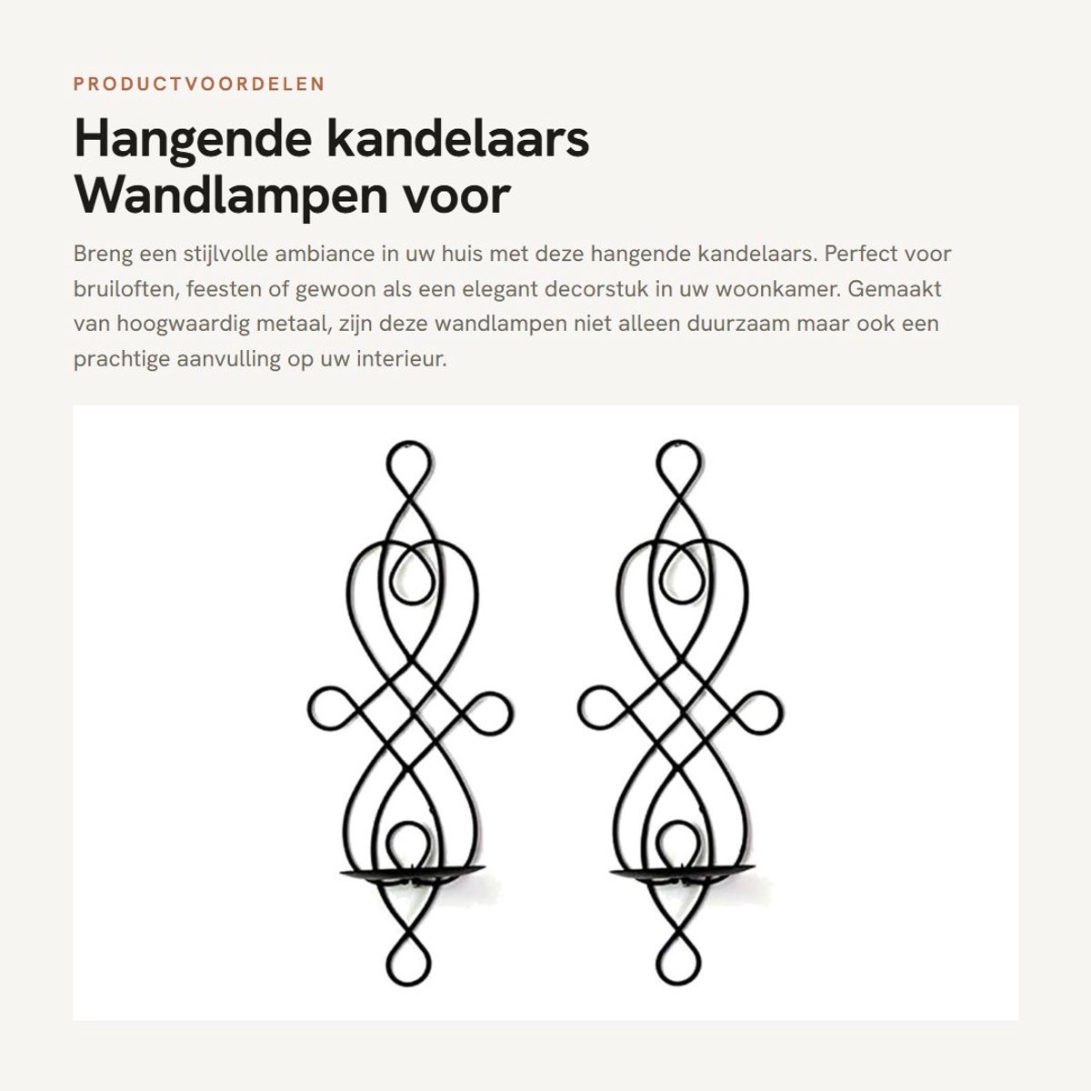 Dailygoods- Hangende Kandelaars - 2 Stuks - Wandlamp - Decoratieve Kandelaar - Hoogwaardig