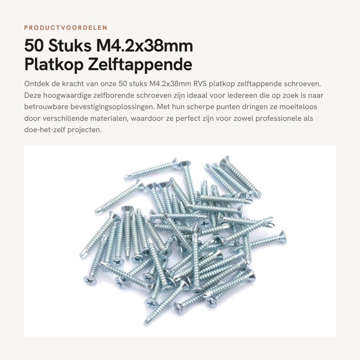 Dailygoods- Zelftappende Schroeven 50 Stuks - RVS Platkop - Corrosiebestendig - Voor Staalconstructies - Hoge Sterkte - Eenvoudig te Bevestigen