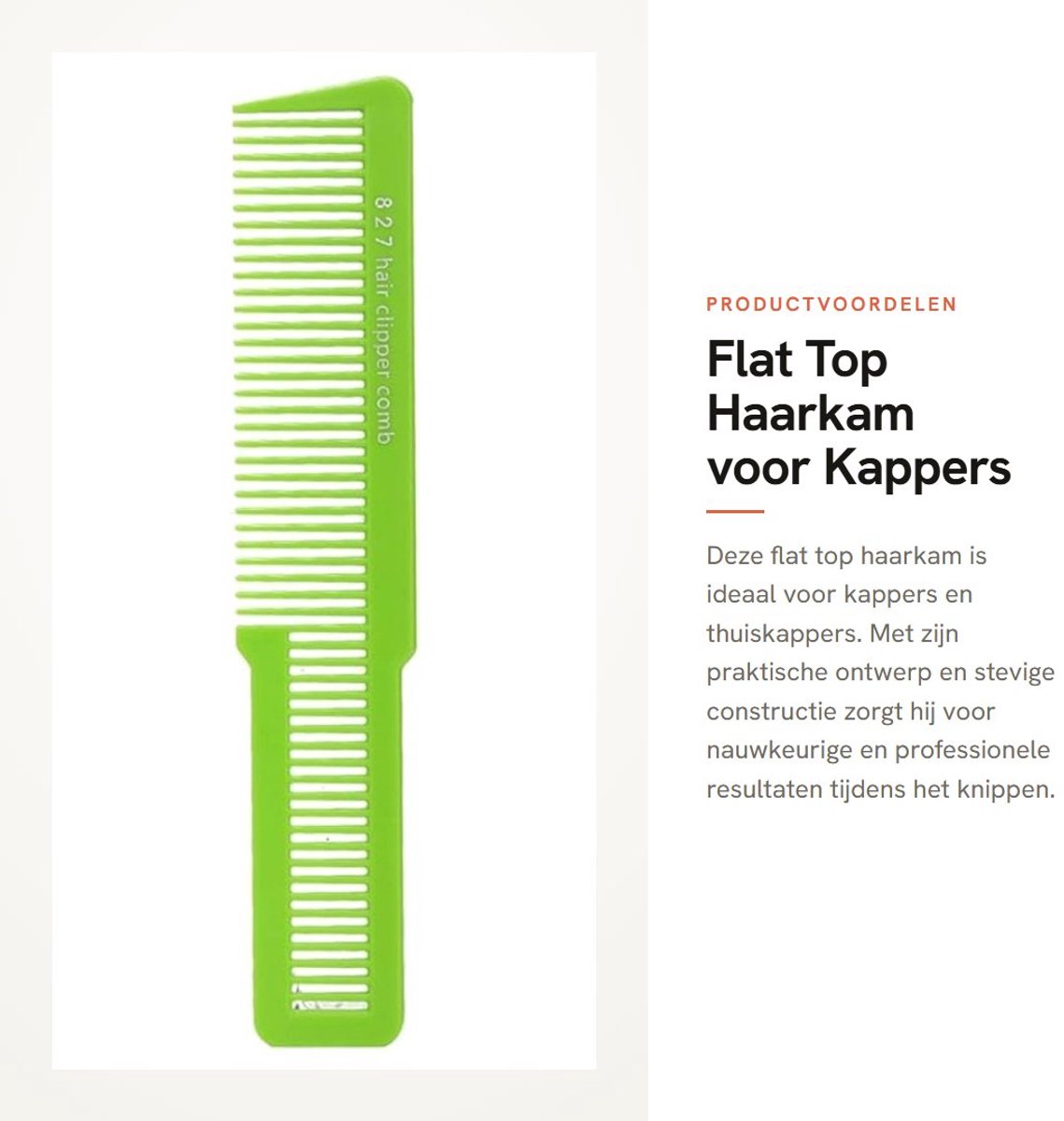 Dailygoods - Flat Top Haarkam voor Kappers, Salon Kapperskam Groen