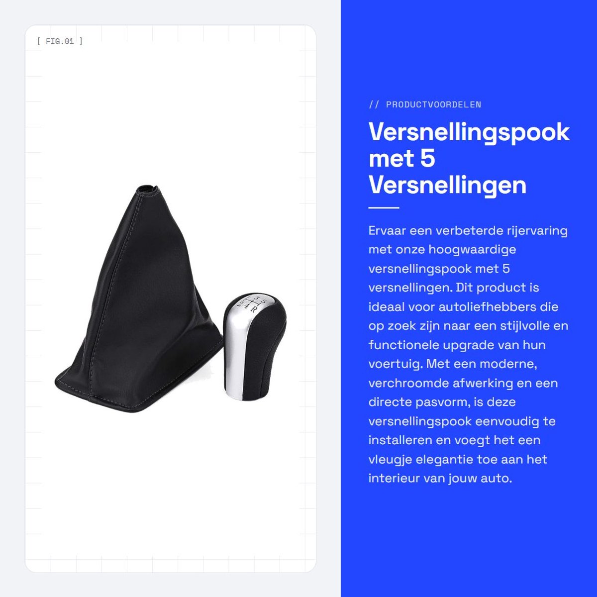 Dailygoods- Versnellingspook 5 Versnellingen - Pookknop - Pookknop Universeel - Gaiter Beschermhoes - PU-leer - Eenvoudig te Installeren - Schakelknop