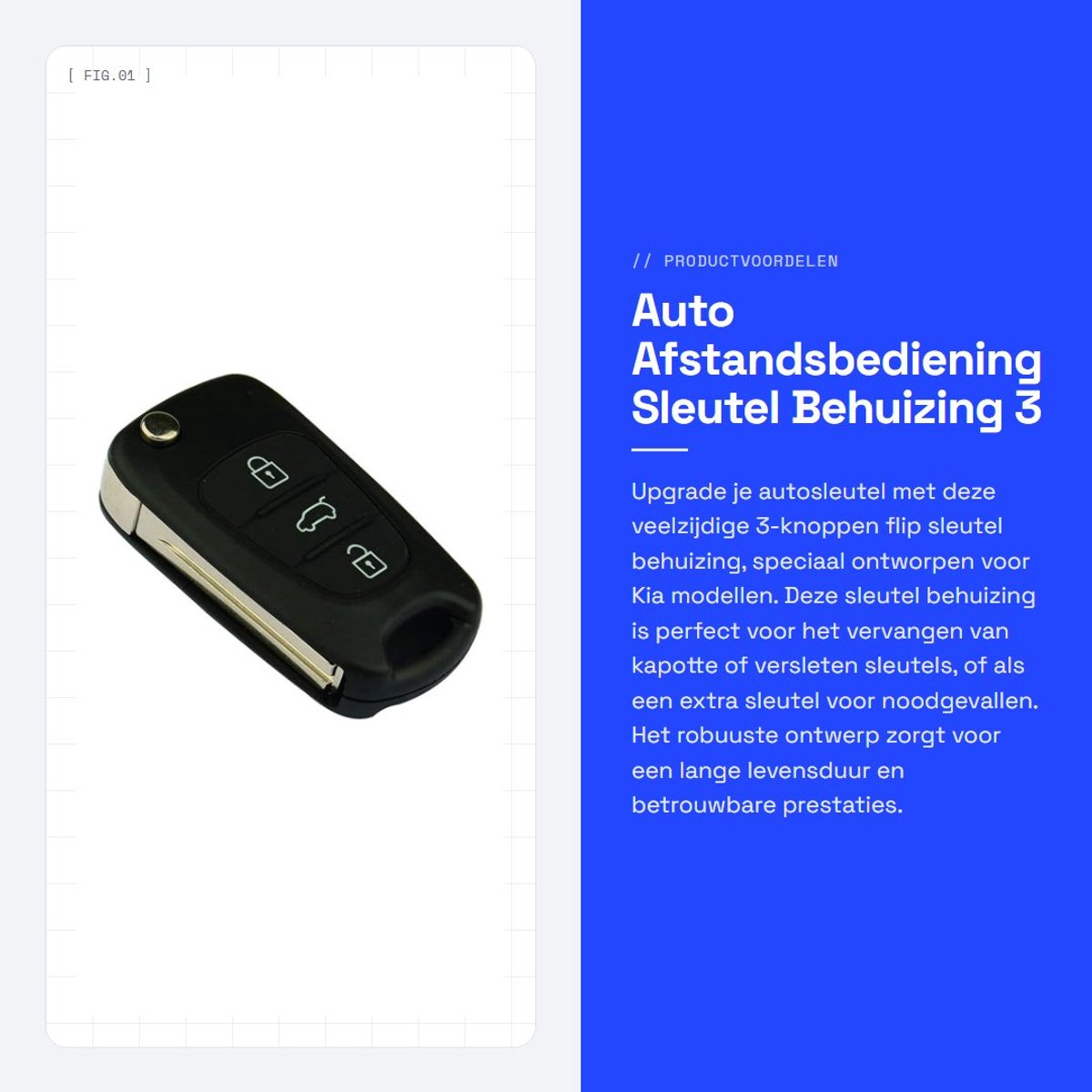 Dailygoods - Auto Afstandsbediening Sleutel Behuizing - 3 Knoppen - Vervangend Voor Kia Modellen - Flip Sleutelkastje - Compatibel Met Rondo Venga Cee...