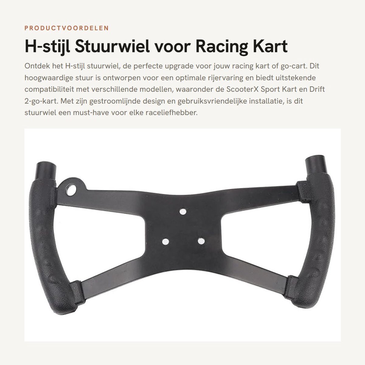 Dailygoods- Stuurwiel H-stijl - Racing Kart Accessoire - Geschikt voor Go-Cart - Hoogwaardig ABS - Lichtgewicht en Duurzaam - Stuur