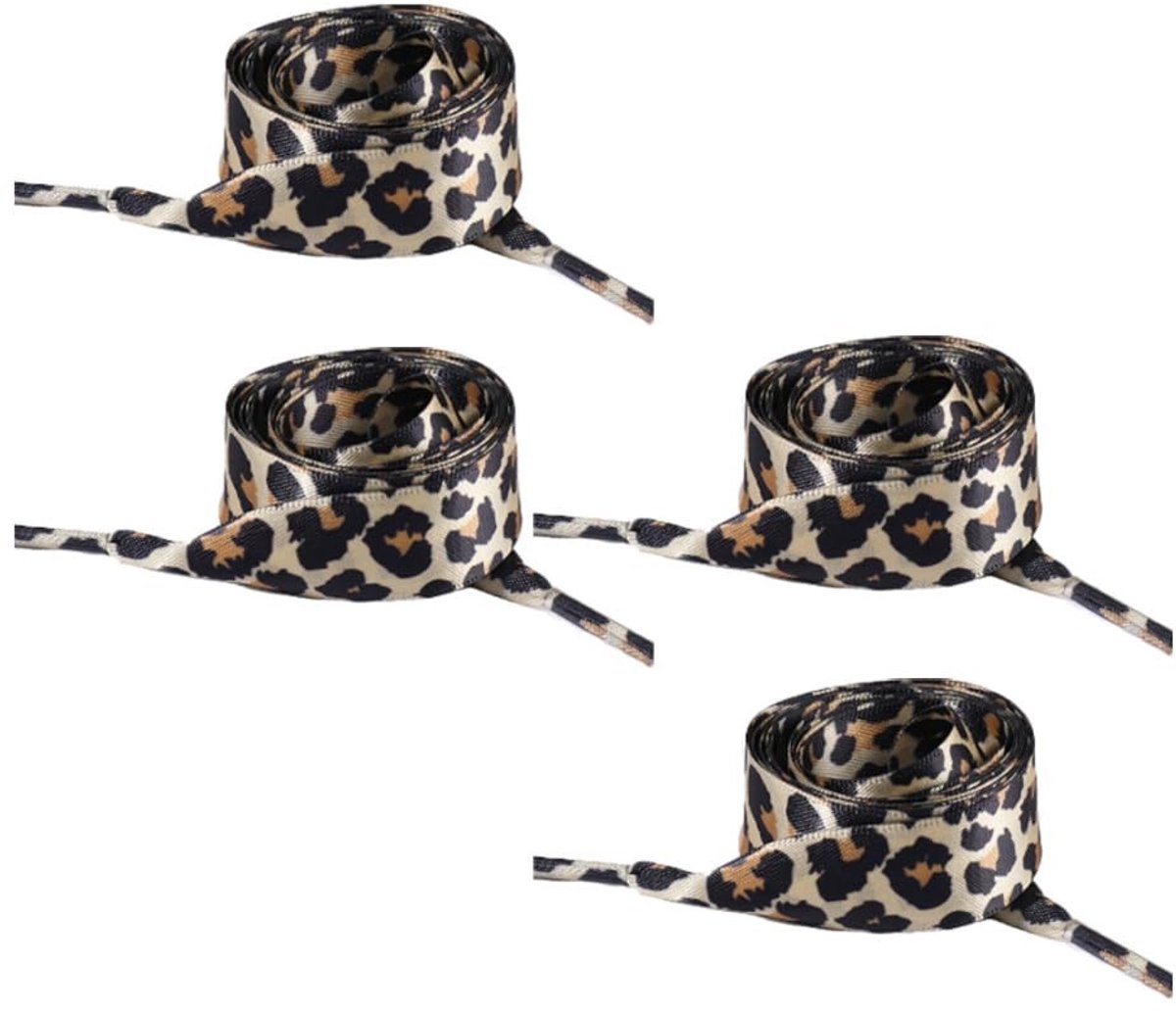 Dailygoods- Schoenveters 2 cm - Leopard Print - Satin Laces - Vervangingsveters - 4 Paar - Polyester Materialen - Schoenbanden