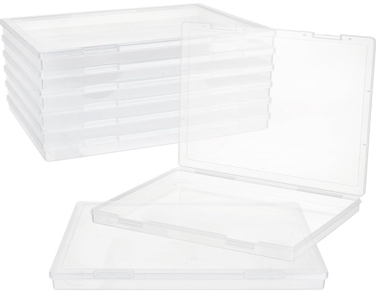 Dailygoods- Foto-opbergdozen 6 stuks - Doorzichtige Plastic - Klikvaste Vergrendeling - 29,5 x 21 cm - Tijdschriften/Dokumenten - Knutselen/Hobby