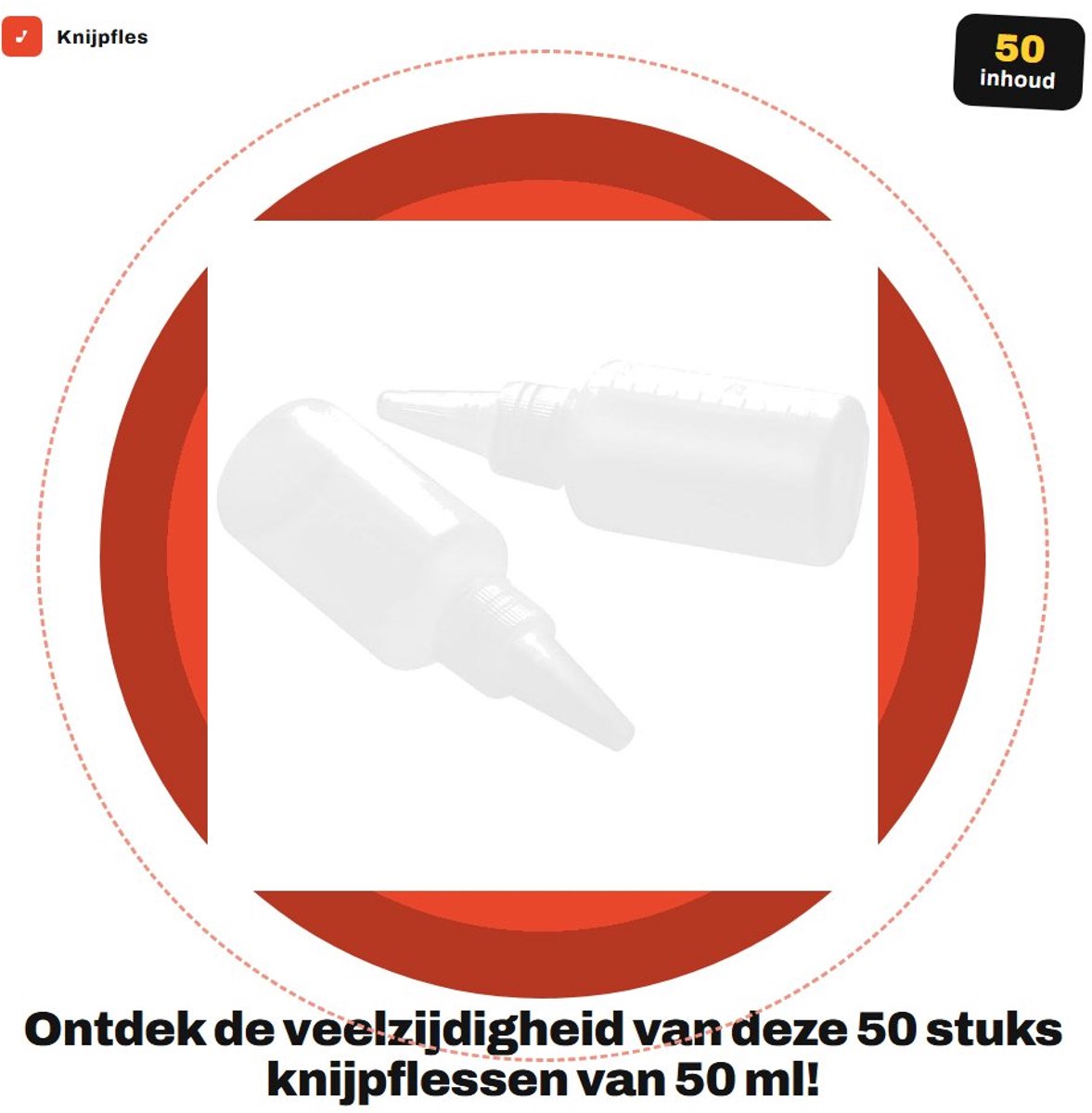 Dailygoods- Knijpflessen 50 stuks - 50 ml - Flexibel kunststof - Sausflessen - Specerijen - Artistiek gebruik - Gegradueerd ontwerp - Sauzenflessen