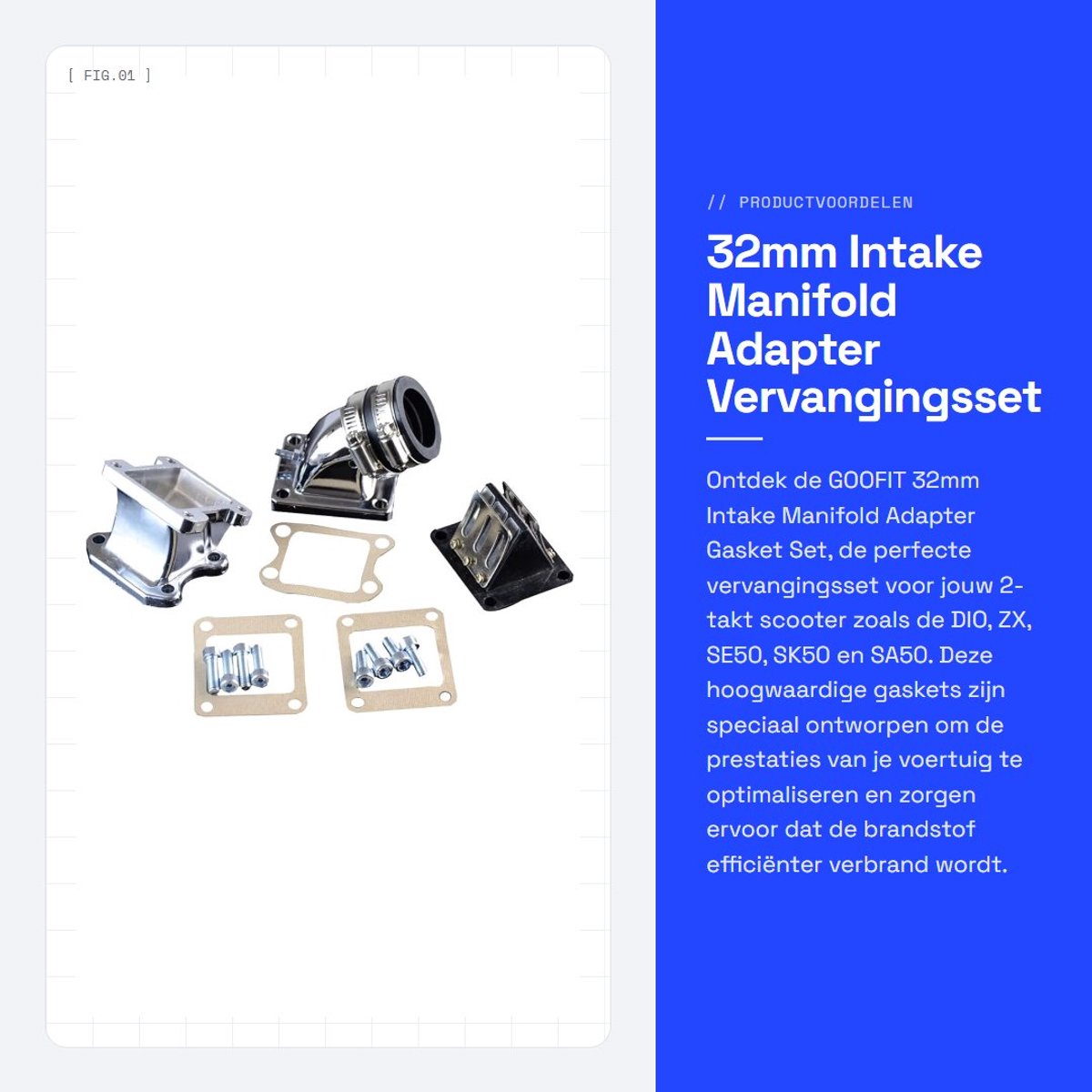 Dailygoods - 32mm Intake Manifold Adapter - Vervangingsset - Hoogwaardige kwaliteit - Voor 2-takt scooters - Verbetert brandstofefficiëntie - Geschikt...
