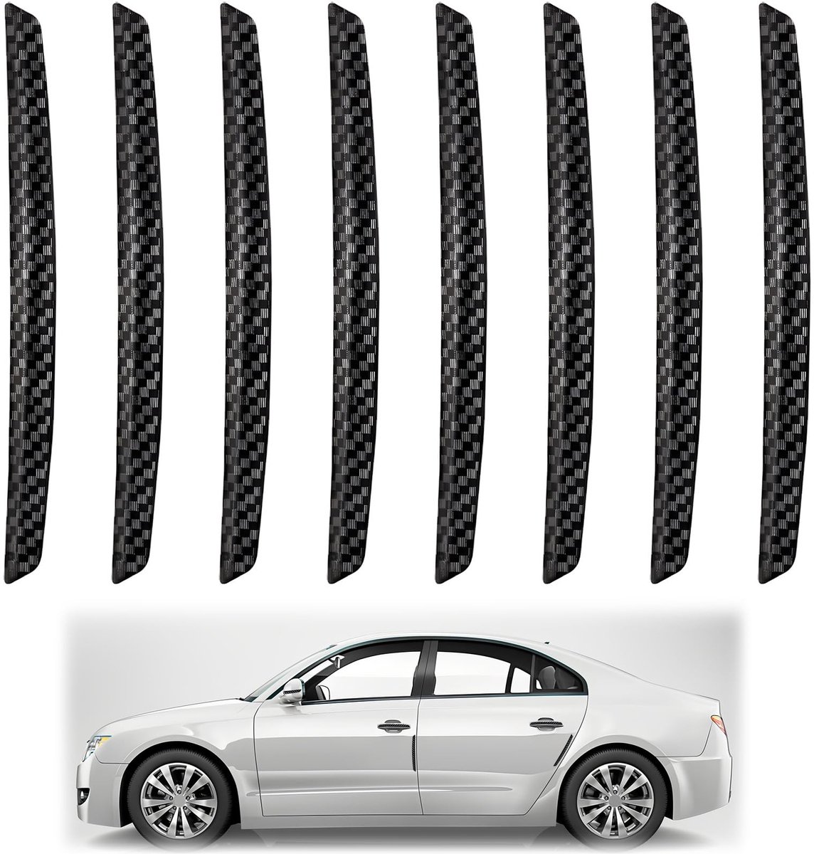 Dailygoods- Deurrandbescherming 8 Stuks - Beschermstrip - Krasbescherming - Zwarte Koolstofvezel - Sterke Adsorptie - Duurzaam PVC - Deurrandstrip