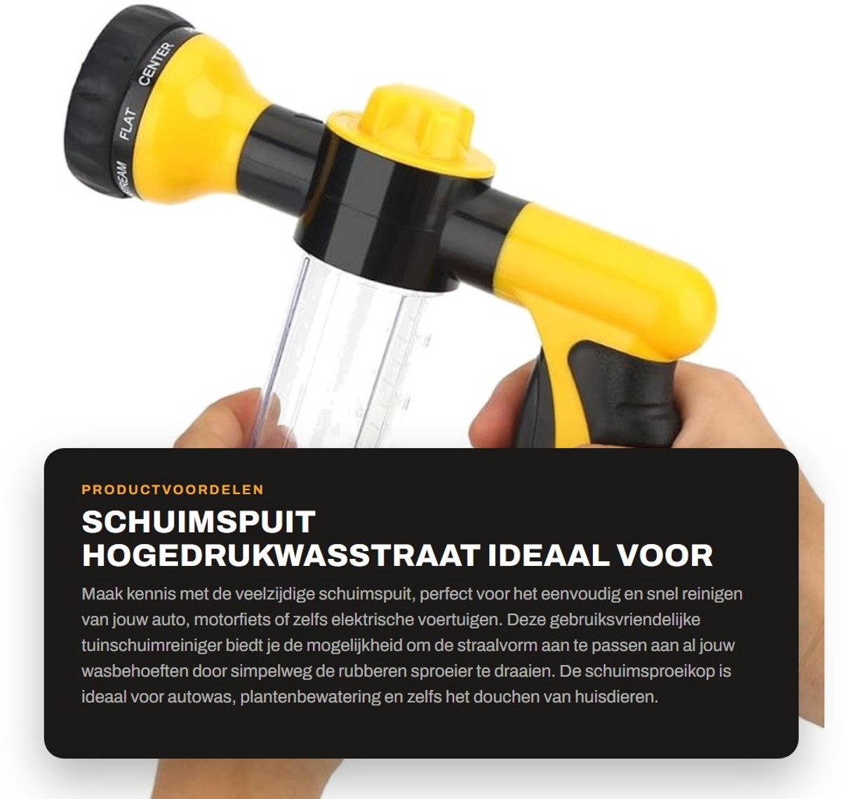 Dailygoods - Schuimspuit - Hogedrukwasstraat - Ideaal voor autowassen - Geel - Schuimsproeikop - Perfect voor tuin en buitenvermaak - Geschikt voor al...