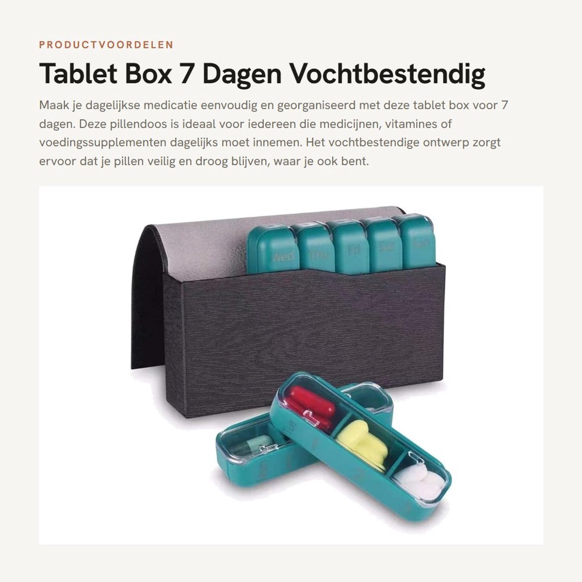 Dailygoods- Tabletbox 7 dagen - 3 Compartimenten - Vochtbestendig Ontwerp - Voor Medicijnen/Vitaminen - Geschikt voor Supplementen - Makkelijk in Gebruik - Medicijnendoos