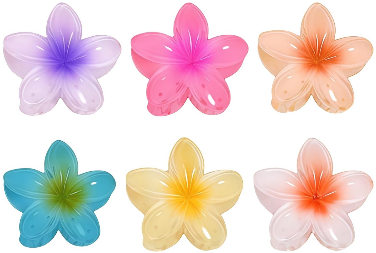 Dailygoods- Bloemen Haarclip Set van 6 - Antislip Haarklemmen - Duurzaam Materiaal - Haarsieraad voor Dames - 7,8 cm - Veelzijdige Kleuropties - Haarklem